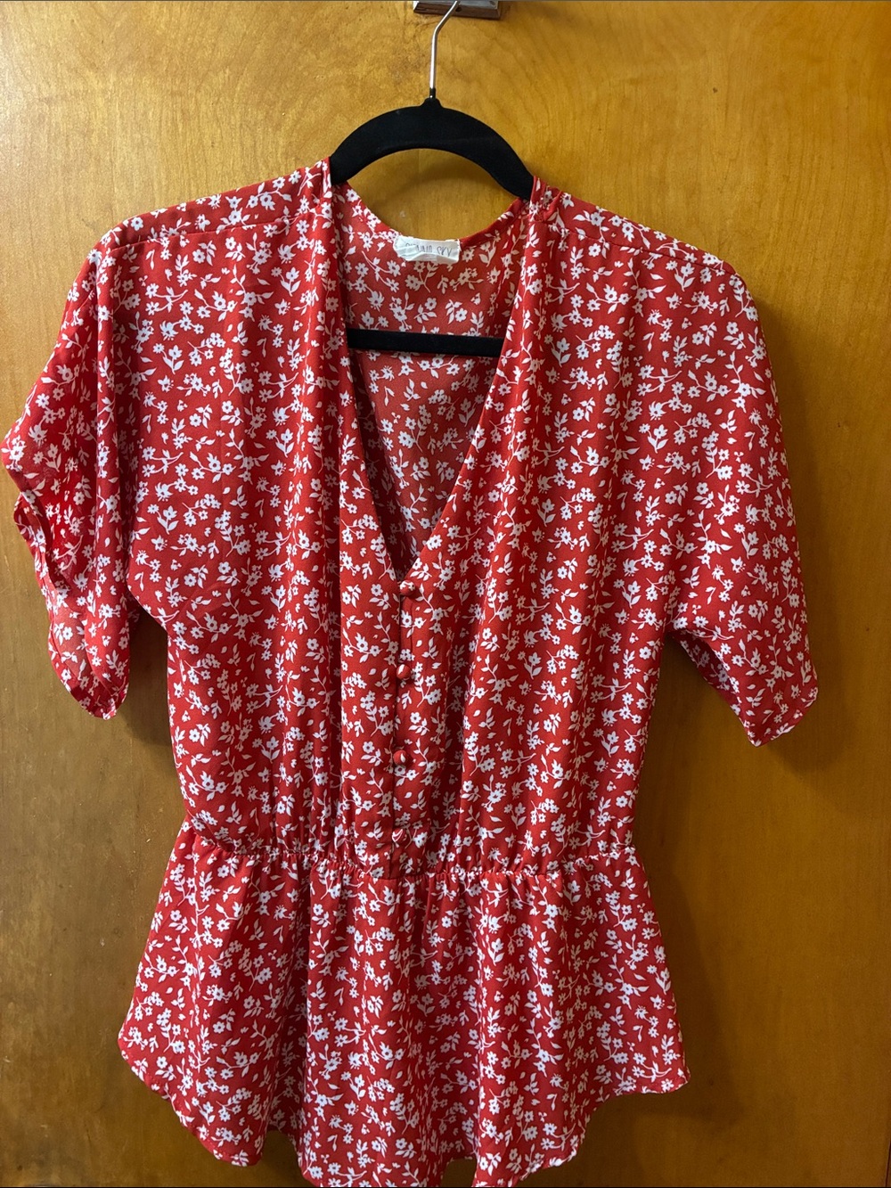 Sienna Sky Red Floral V-Neck Peplum Blouse